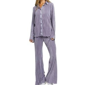 Better Be Pleated Plisse Shirt and Pants Set